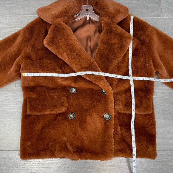 Free People Kate Faux Fur Coat in Terracotta Oversized Chunky Teddy Jacket S - Picture 14 of 16
